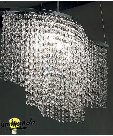 Illuminando Sospensione Belize grande con ottagoni in cristallo