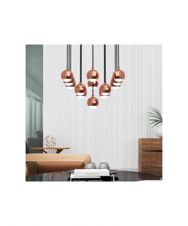 Sospensione Cascata Shallow 13 Sfere Led 40w 3000k Oro Rosa Vivida International