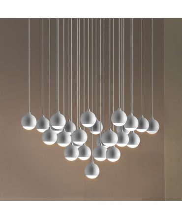 Sospensione Cascata Shallow 25 Sfere Led 62w 3000k Bianco Vivida International