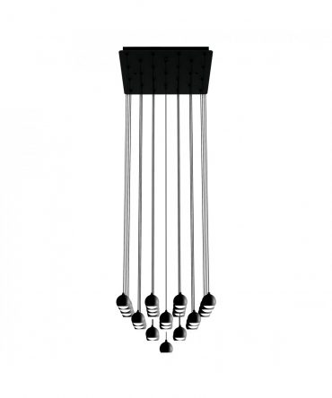 Sospensione Cascata Shallow 25 Sfere Led 62w 3000k Nero Vivida International