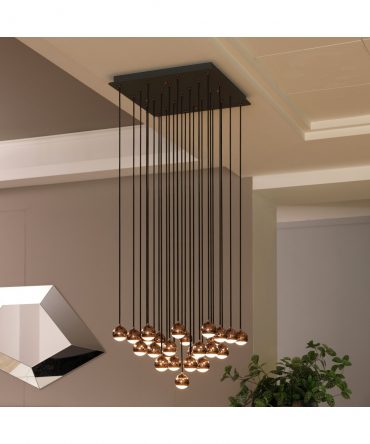 Sospensione Cascata Shallow 25 Sfere Led 62W 3000K Oro Rosa Vivida International