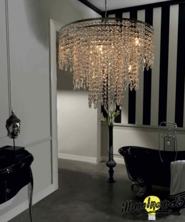 Sospensione con cristalli Diamante xxl Ø50 cm Illuminando