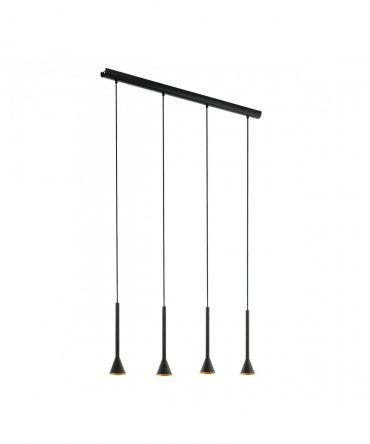 Sospensione Cortaderas 4xGU10 Led Dimmerabile Nero Oro L113 cm Eglo