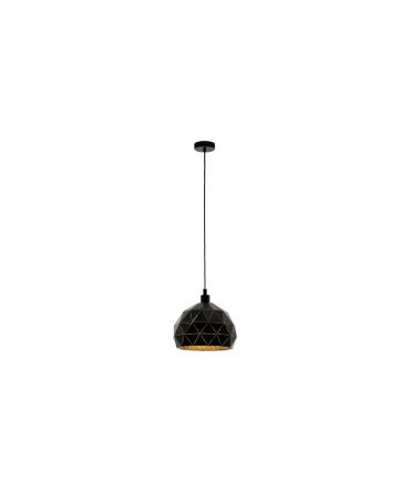 Sospensione Design Sfaccettato Tagli Laser Roccaforte Nero Oro Eglo