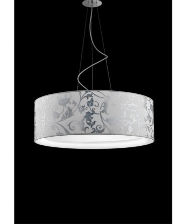 Sospensione Fashion Ø75 tessuto bianco arabescato argento Antea Luce