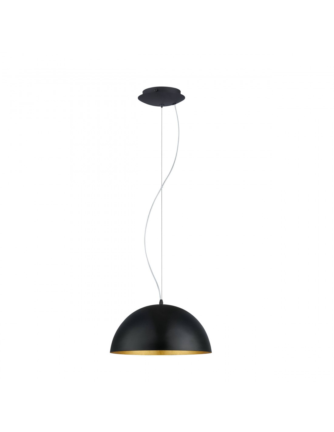 Sospensione Gaetano 1xE27 Semisfera Nero Oro Ø38 cm Eglo