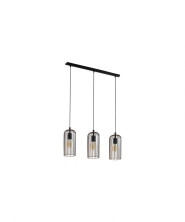 Sospensione In Linea 3 Luci Vintage Nero E Rame Roccamena Eglo