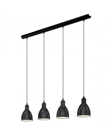 Sospensione Isola Cucina Vintage 4 Luci Priddy Nero Eglo