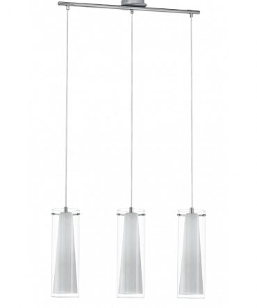 Sospensione Isola Pinto 3 Pendel Cromo E Vetro Opale Trasparente Eglo