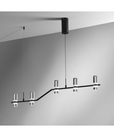 Sospensione Kingfort Nero Led 5x4w L96 cm Vivida International