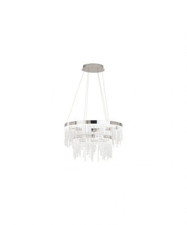 Sospensione Led Antelao Anello Cromo E Cristalli Decorativi Eglo