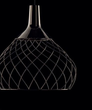 Sospensione Led in metallo Mongolfier P2 nichel nero Ø40 Stilnovo 8146