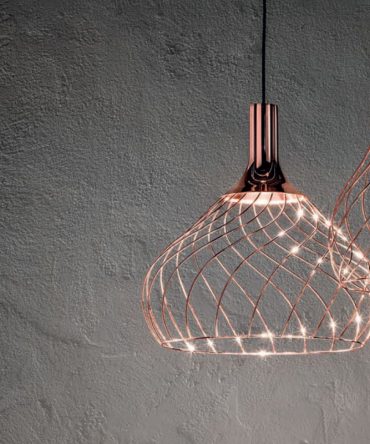 Sospensione Led in metallo Mongolfier P2 oro rosa Ø40 Stilnovo 8145