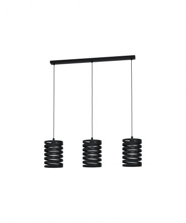 Sospensione Lineare Isola 3 Luci Design Metallo Nero Cremella Eglo
