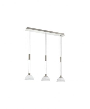 Sospensione Lineare Isola Cucina 3 Vetri Cupola Bianco Montefio Led Eglo