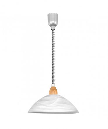 Sospensione Lord 1xE27 Legno E Vetro Alabastro Ø36 cm Eglo