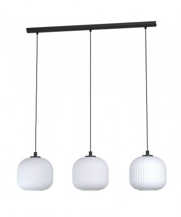 Sospensione Mantunalle 3xE27 Vetri Bianchi Rigati L120 cm Eglo