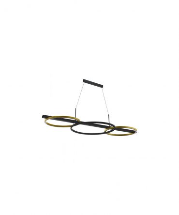 Sospensione Moderna 3 Anelli Led Lanacera Nero Oro Eglo