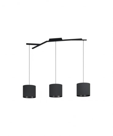 Sospensione Moderna 3 Paralumi Tessuto Nero Balnario Eglo