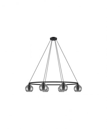 Sospensione Moderna Daguella 6 Sfere Vetro Nero Trasparente Eglo