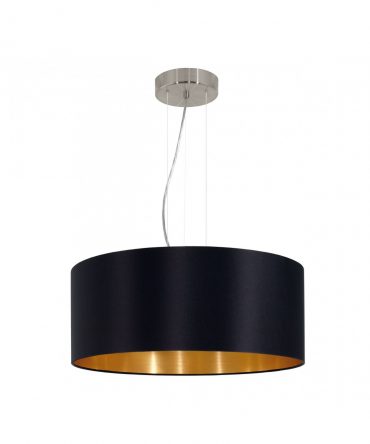 Sospensione Moderna Maserlo 3 Luci Nero E Oro Ø53 cm Eglo