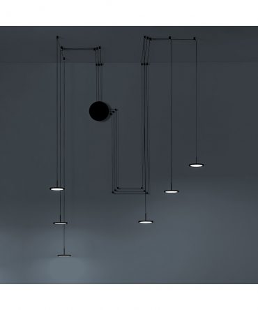 Sospensione Mystery Nero 6 Dischi Led 60w 3000k Con Decentramento Vivida International