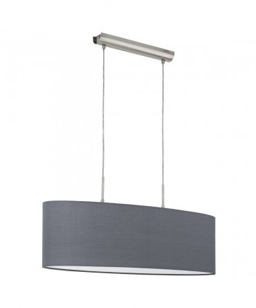 Sospensione Pasteri 2 Luci Paralume Lino Grigio Eglo