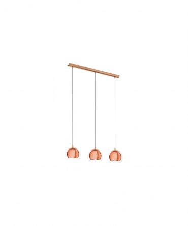 Sospensione Per Isola 3 Sfere Rame E Vetro Trasparente Rocamar Eglo
