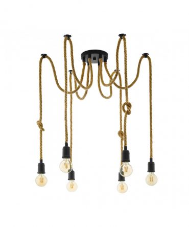 Sospensione Rampside 6xE27 Corda Con Sistema Decentramento Eglo