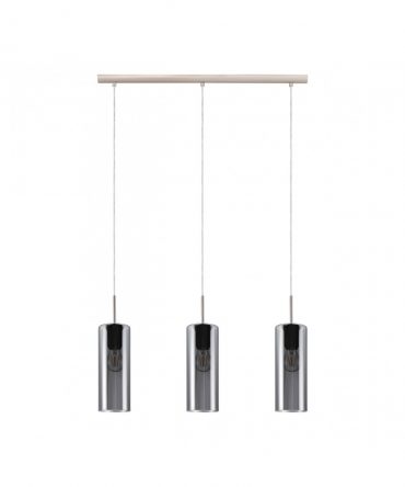 Sospensione Selvino 3xE27 Cilindri Vetro Fumé L71 cm Eglo