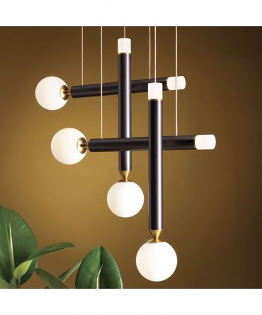 Sospensione Seventy 4 Marrone Ossidato E Sfere Led L49,3 cm Vivida International