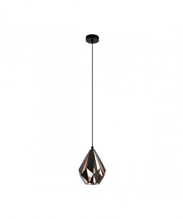Sospensione Singola Carlton Nero E Rame Ø20,5 cm Eglo