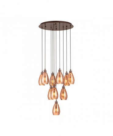 Sospensione Siracusa 10 Vetri Decorativi Ramati Ø61,5 cm Eglo