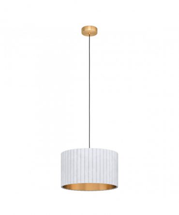 Sospensione Tamaresco Paralume Velluto Bianco E Oro Ø38 cm Eglo