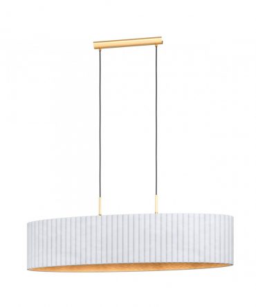 Sospensione Tamaresco Velluto Plissè Bianco E Oro L102 cm Eglo