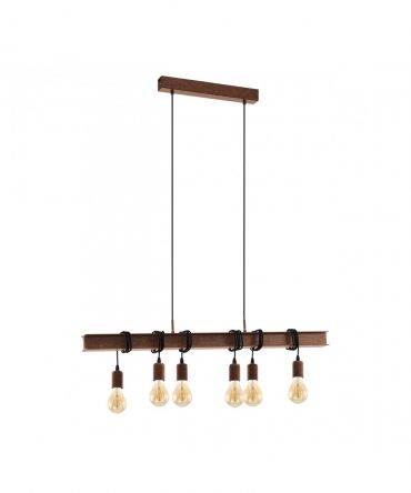 Sospensione Townshend Industriale Ruggine 6 Luci Eglo