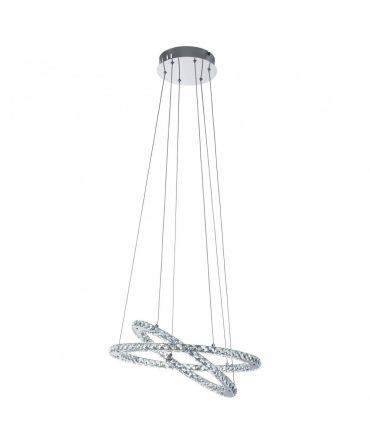 Sospensione Varrazo Led 2 Anelli Cromo Con Cristalli Ø55 cm Eglo