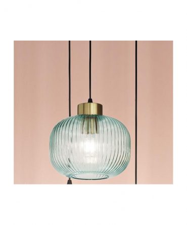 IDEAL LUX MINT-2 Sospensione Vetro Rigato Verde Ø24 cm