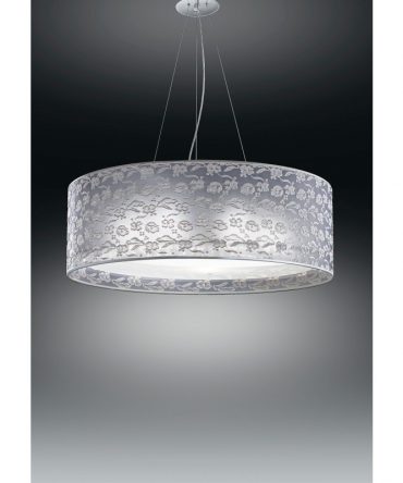 Sospensione Violetta Ø55 tessuto pizzo grigio perla Antea Luce
