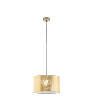 Sospensione Viserbella 1xE27 Tessuto Foglia Oro Ø38 cm Eglo