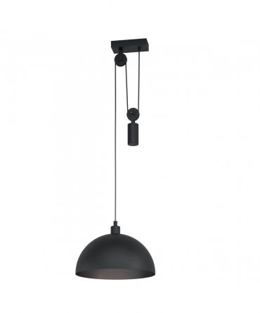 Sospensione Winkworth Cupola Metallo Nero Con Carrucola Ø38 cm Eglo