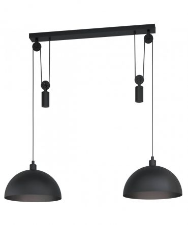 Sospensione Winkworth Cupole Metallo Nero Con Carrucola L118 cm Eglo