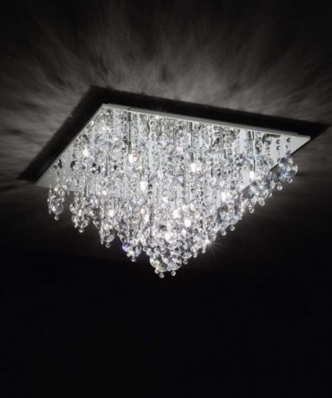 Plafoniera Quadrata Con Cristalli Rotondo 65x65 cm 3147 Affralux