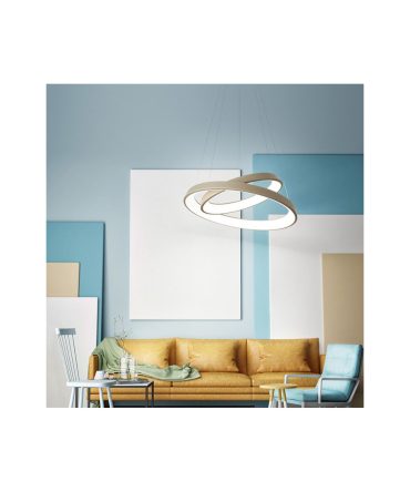 Sospensione Anelli Diodi Doppia Ø80 cm Sabbia Led 82w 2052 Affralux