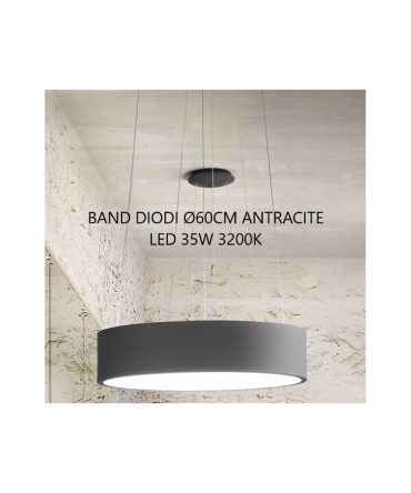 Sospensione Led Moderna Band Diodi Antracite 35w Ø60cm 2049G Affralux