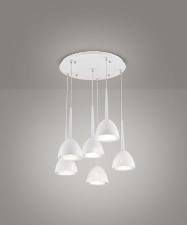 Sospensione Moderna 6 luci Campane Bianche Bell 2322 Affralux