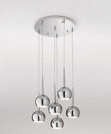 Sospensione Moderna 6 Luci Sfere Cromo Bol 2314 Affralux