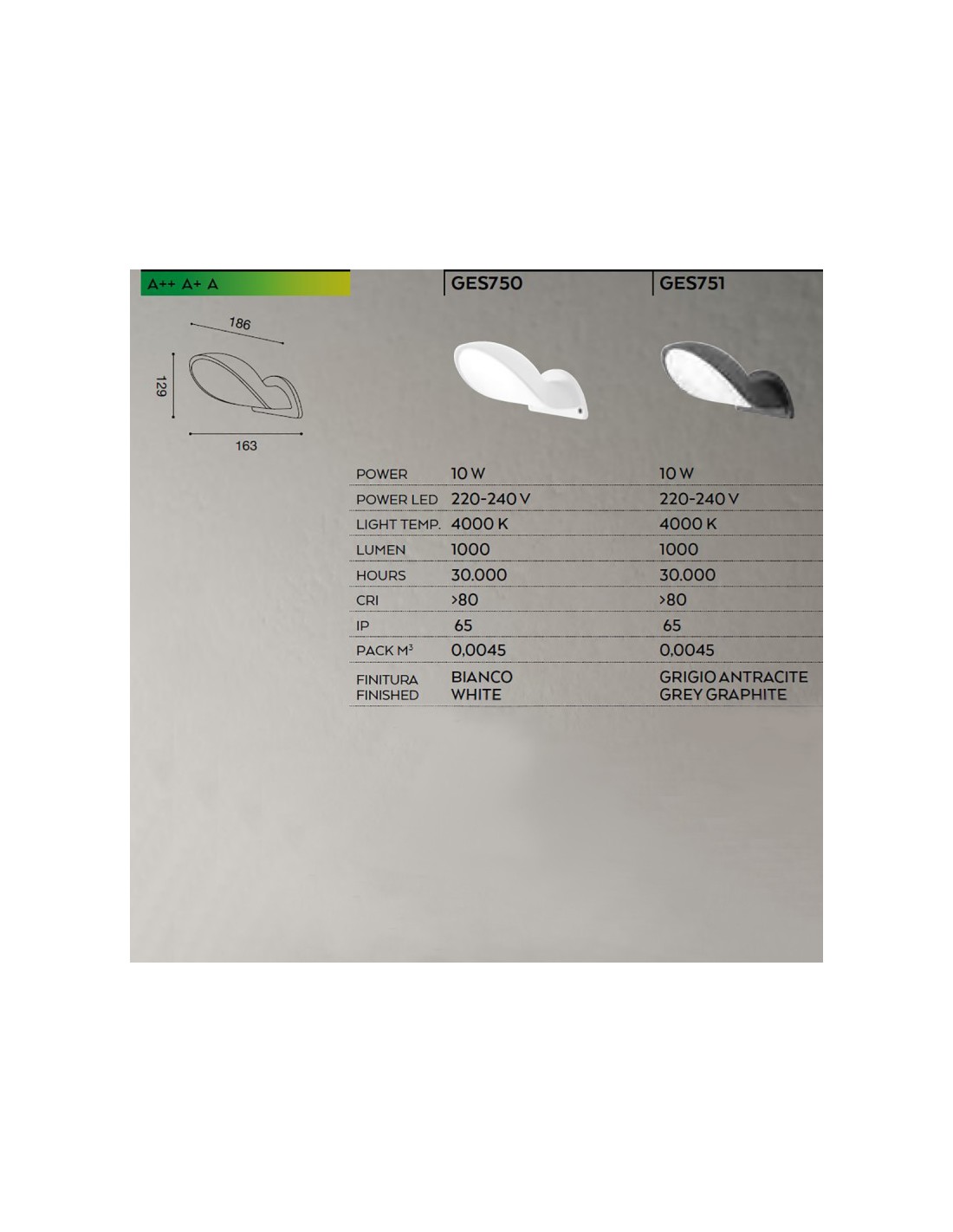 Applique Da Esterno Iris IP65 GES750 GES751 Gea Led