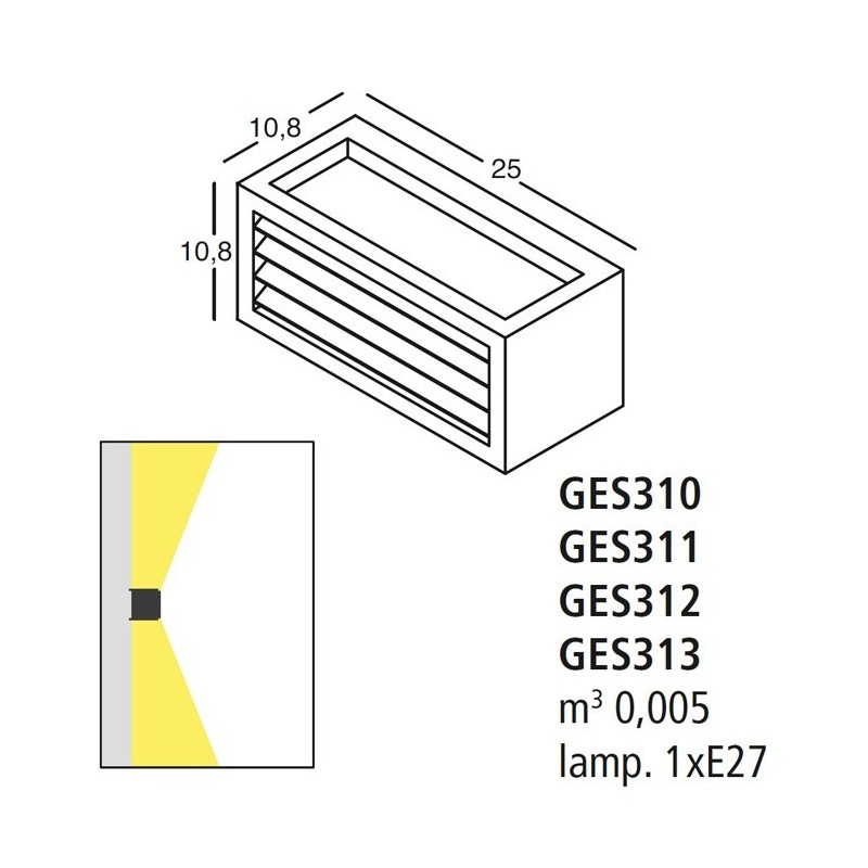 Applique Per Esterno Con Griglia Frangiluce Garo Marrone GES312 Gea Led