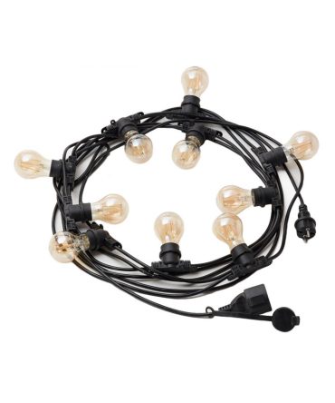 Catena Luminosa Giardino 10 Metri Nero 10xE27 IP44 Andromeda Gea Led